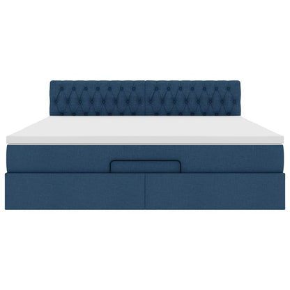 Pouf Letto con Materasso e LED Blu 180x200cm in Tessuto | homemem39