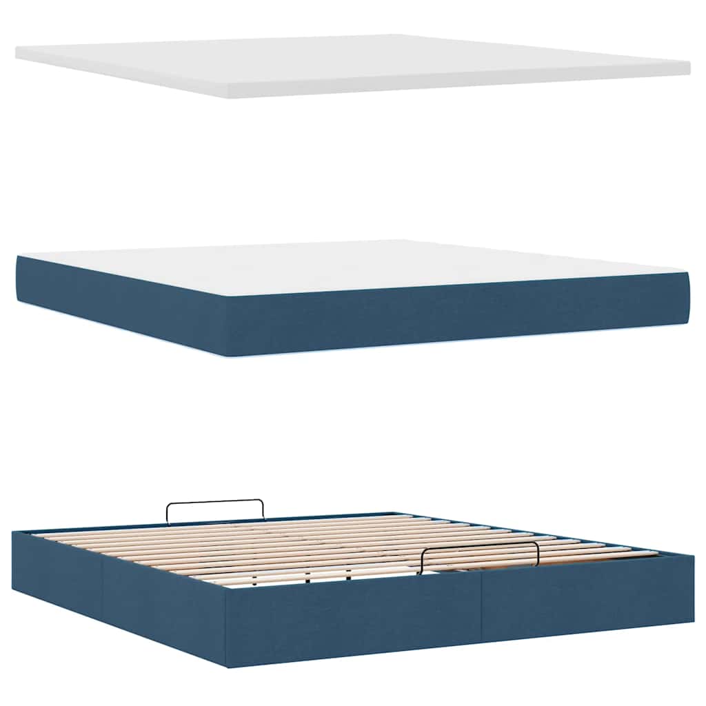 Pouf Letto con Materasso e LED Blu 180x200cm in Tessuto | homemem39