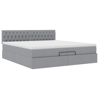 Struttura Letto Pouf con Materassi 200x200 cm in Tessuto | homemem39