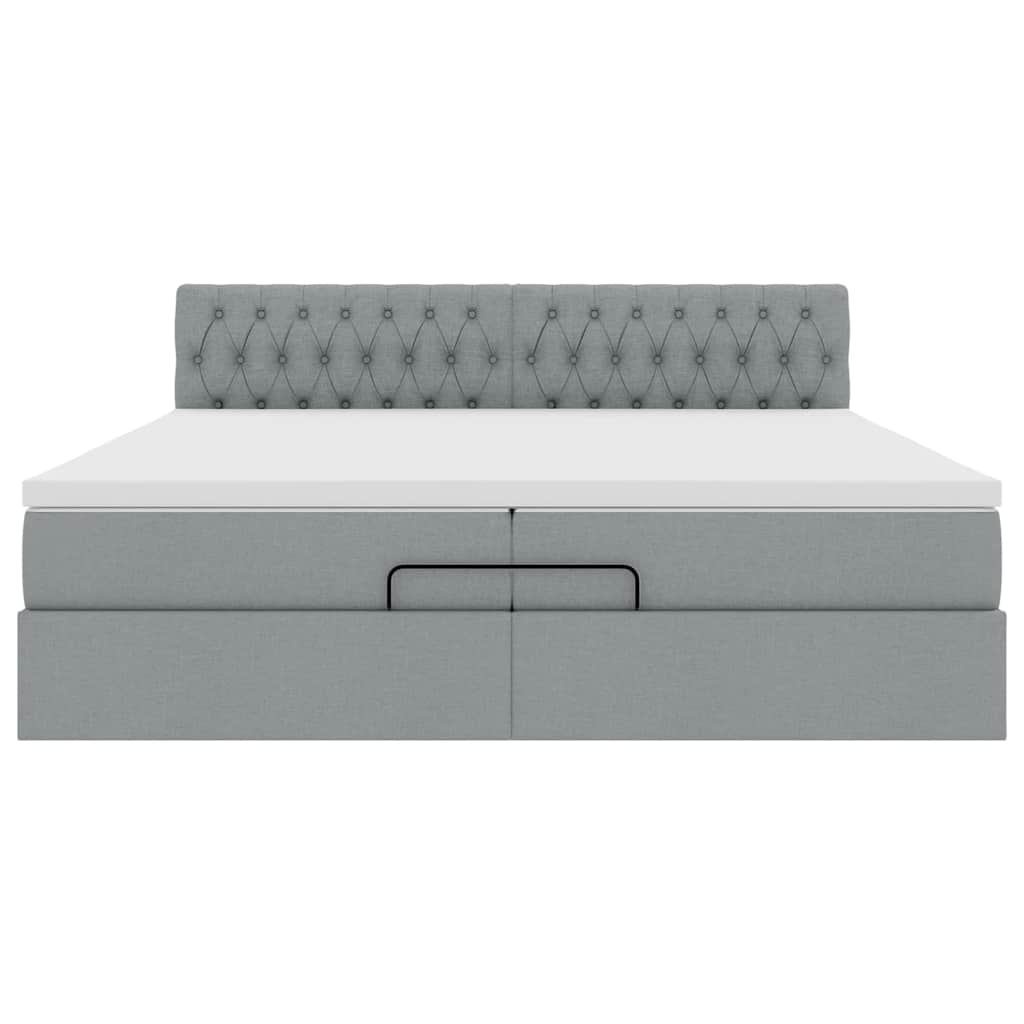 Struttura Letto Pouf con Materassi 200x200 cm in Tessuto | homemem39