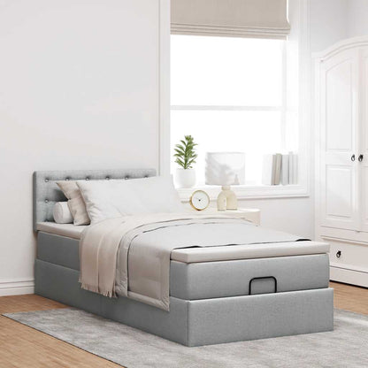 Pouf Letto con Materasso e LED Grigio Chiaro 80x200cm Tessuto