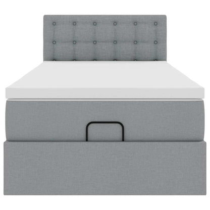 Pouf Letto con Materasso e LED Grigio Chiaro 80x200cm Tessuto