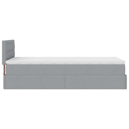 Pouf Letto con Materasso e LED Grigio Chiaro 80x200cm Tessuto
