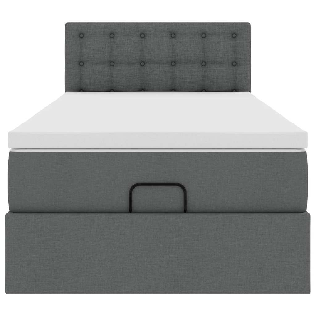 Pouf Letto con Materasso e LED Grigio Scuro 80x200cm in Tessuto
