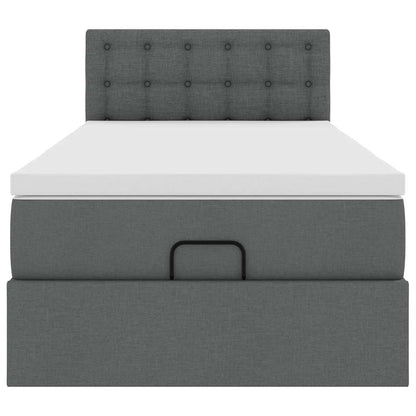Pouf Letto con Materasso e LED Grigio Scuro 80x200cm in Tessuto