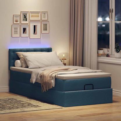Struttura Letto Pouf con Materasso Blu 80x200 cm in Tessuto | homemem39