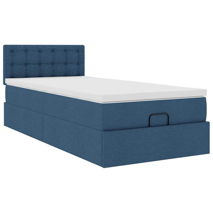 Struttura Letto Pouf con Materasso Blu 80x200 cm in Tessuto | homemem39