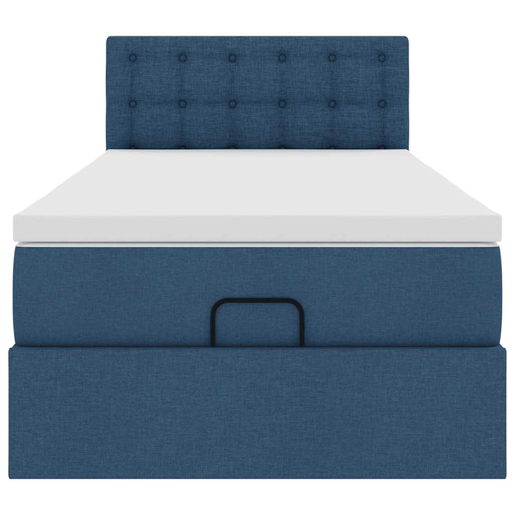 Struttura Letto Pouf con Materasso Blu 80x200 cm in Tessuto | homemem39