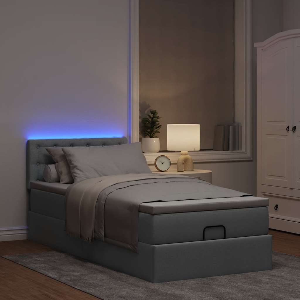 Struttura Letto Pouf con Materasso 90x190 cm in Tessuto | homemem39