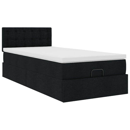 Struttura Letto Pouf con Materasso Nero 90x190 cm in Tessuto | homemem39