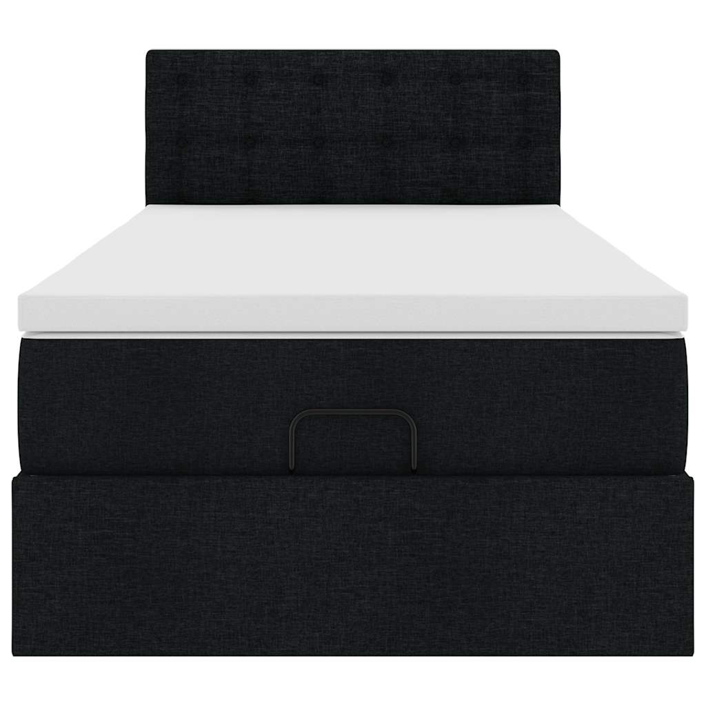 Struttura Letto Pouf con Materasso Nero 90x190 cm in Tessuto | homemem39