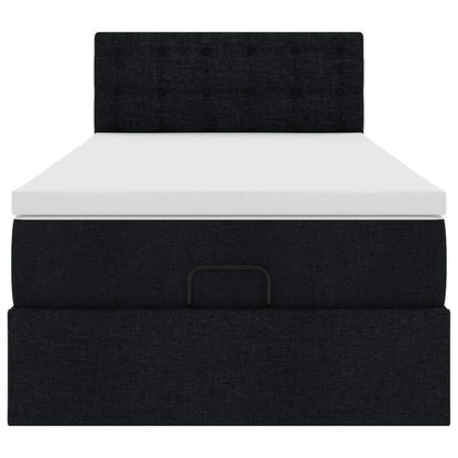 Struttura Letto Pouf con Materasso Nero 90x190 cm in Tessuto | homemem39