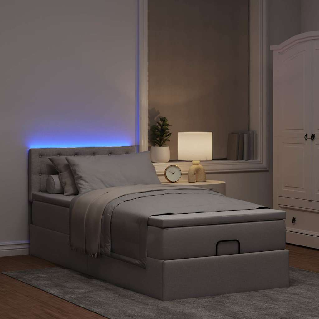 Struttura Letto Pouf con Materasso Tortora 90x190 cm in Tessuto | homemem39