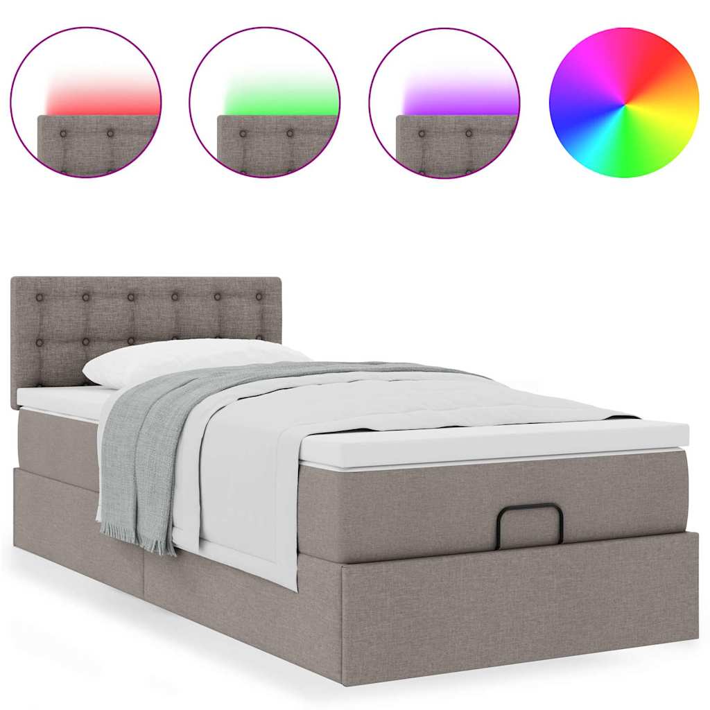 Struttura Letto Pouf con Materasso Tortora 90x190 cm in Tessuto | homemem39