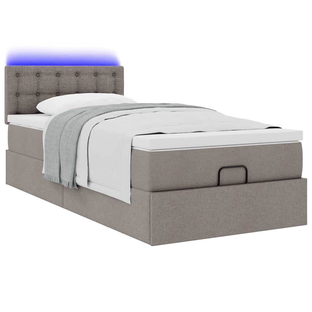 Struttura Letto Pouf con Materasso Tortora 90x190 cm in Tessuto | homemem39