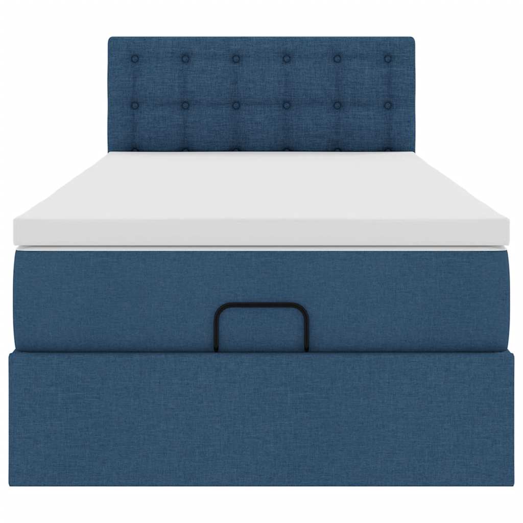 Struttura Letto Pouf con Materasso Blu 90x190 cm in Tessuto | homemem39