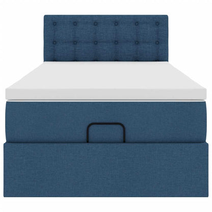 Struttura Letto Pouf con Materasso Blu 90x190 cm in Tessuto | homemem39