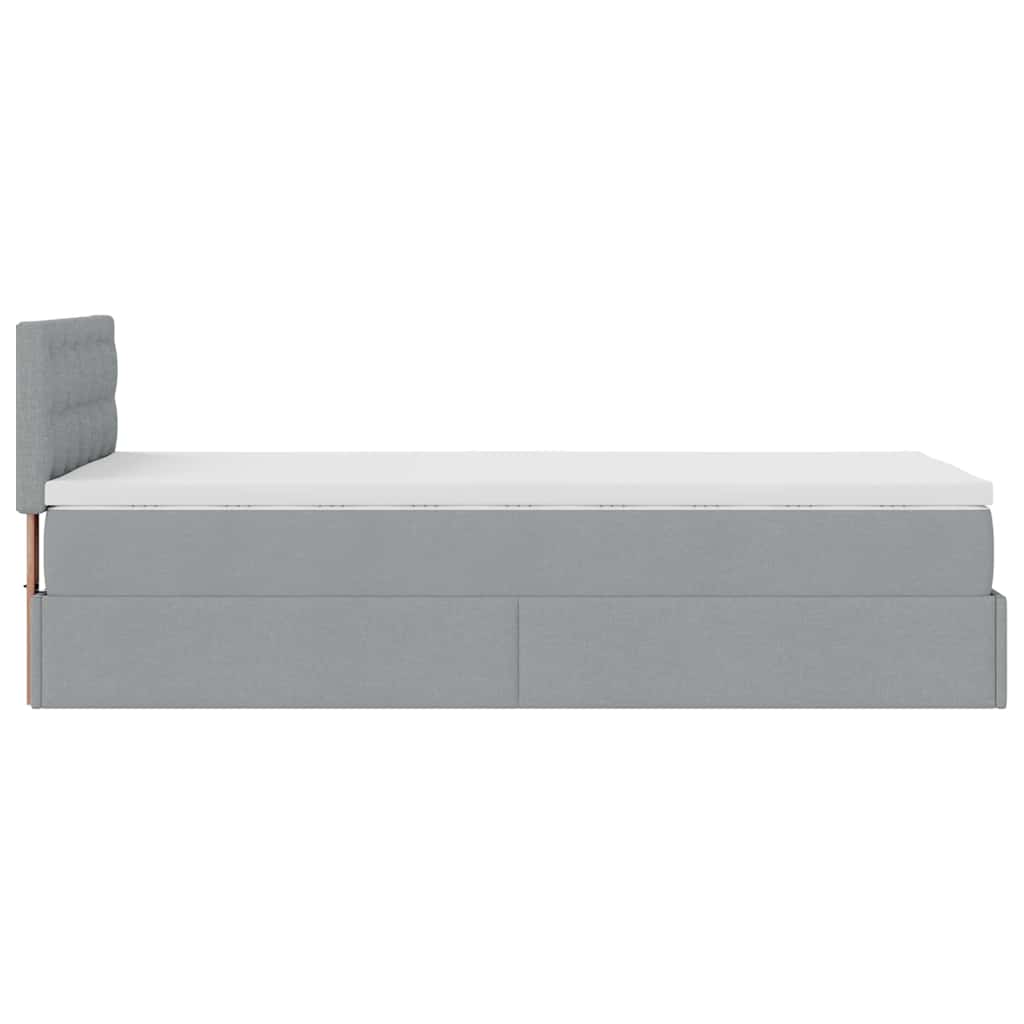 Pouf Letto con Materasso e LED Grigio Chiaro 90x200 cm Tessuto - homemem39