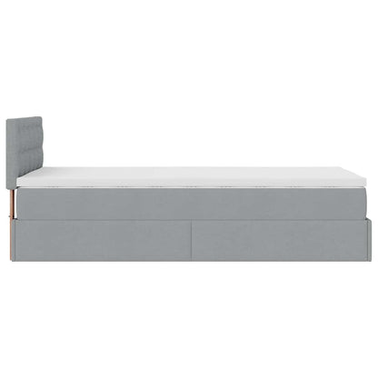 Pouf Letto con Materasso e LED Grigio Chiaro 90x200 cm Tessuto - homemem39