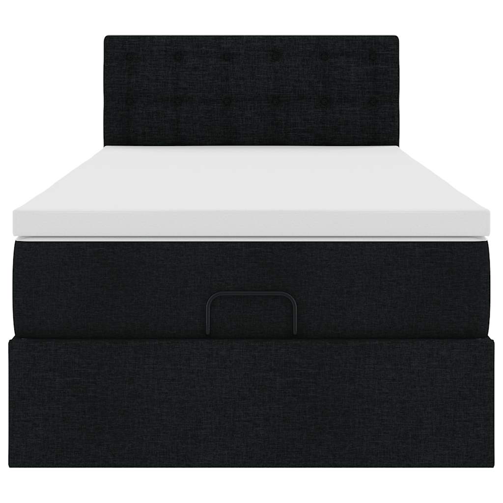 Pouf Letto con Materasso Nero 90x200 cm in Tessuto - homemem39