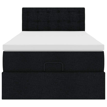 Pouf Letto con Materasso Nero 90x200 cm in Tessuto - homemem39