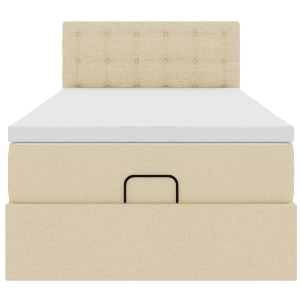 Pouf Letto con Materasso e LED Crema 90x200 cm in Tessuto | homemem39