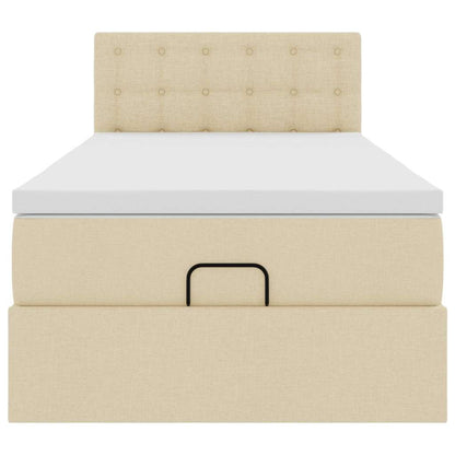 Pouf Letto con Materasso e LED Crema 90x200 cm in Tessuto | homemem39
