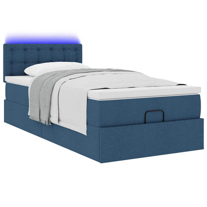 Pouf Letto con Materasso e LED Blu 90x200 cm in Tessuto | homemem39