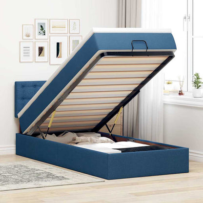 Pouf Letto con Materasso e LED Blu 90x200 cm in Tessuto | homemem39