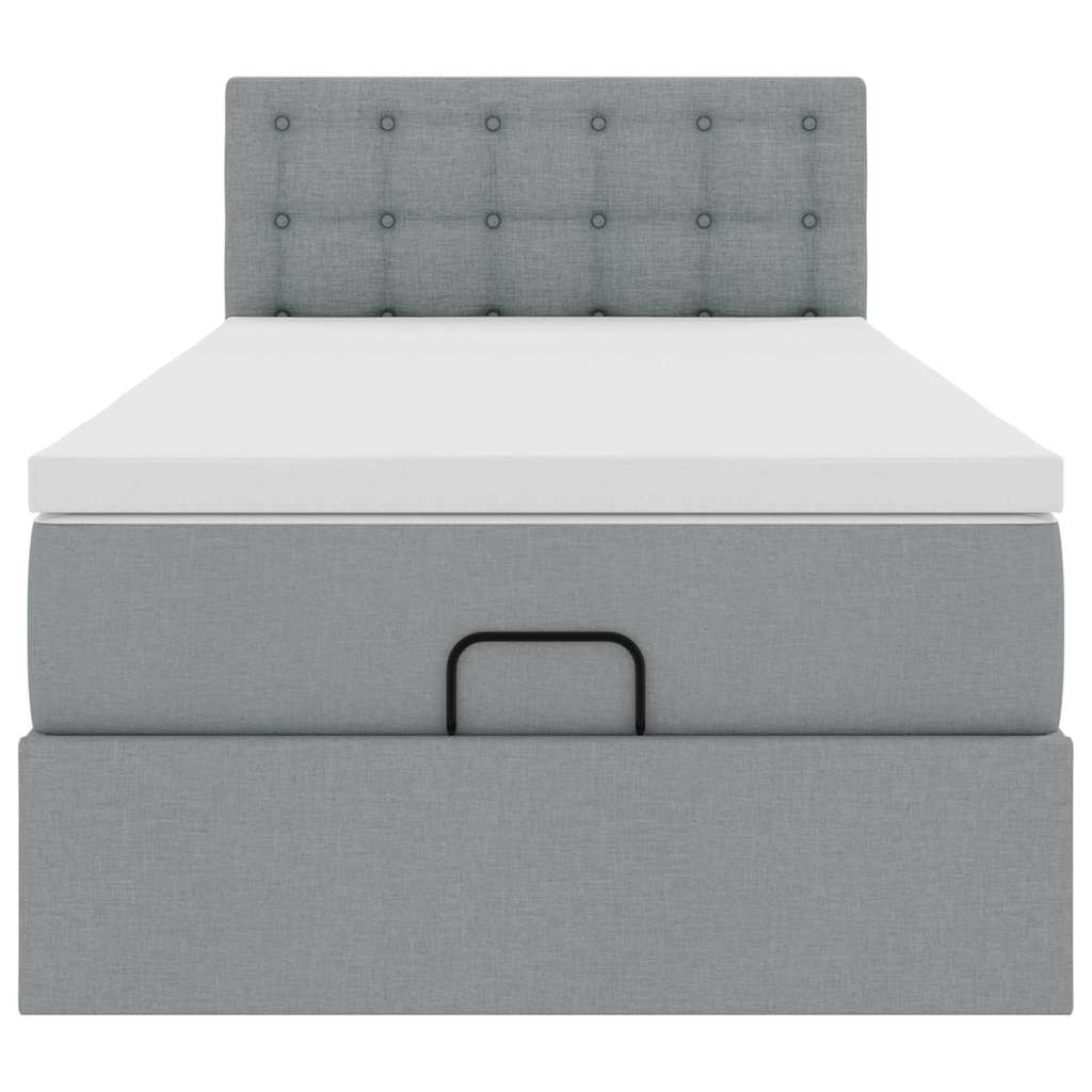 Pouf Letto con Materasso Grigio Chiaro 100x200 cm in Tessuto - homemem39