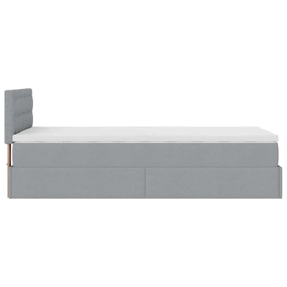 Pouf Letto con Materasso Grigio Chiaro 100x200 cm in Tessuto - homemem39