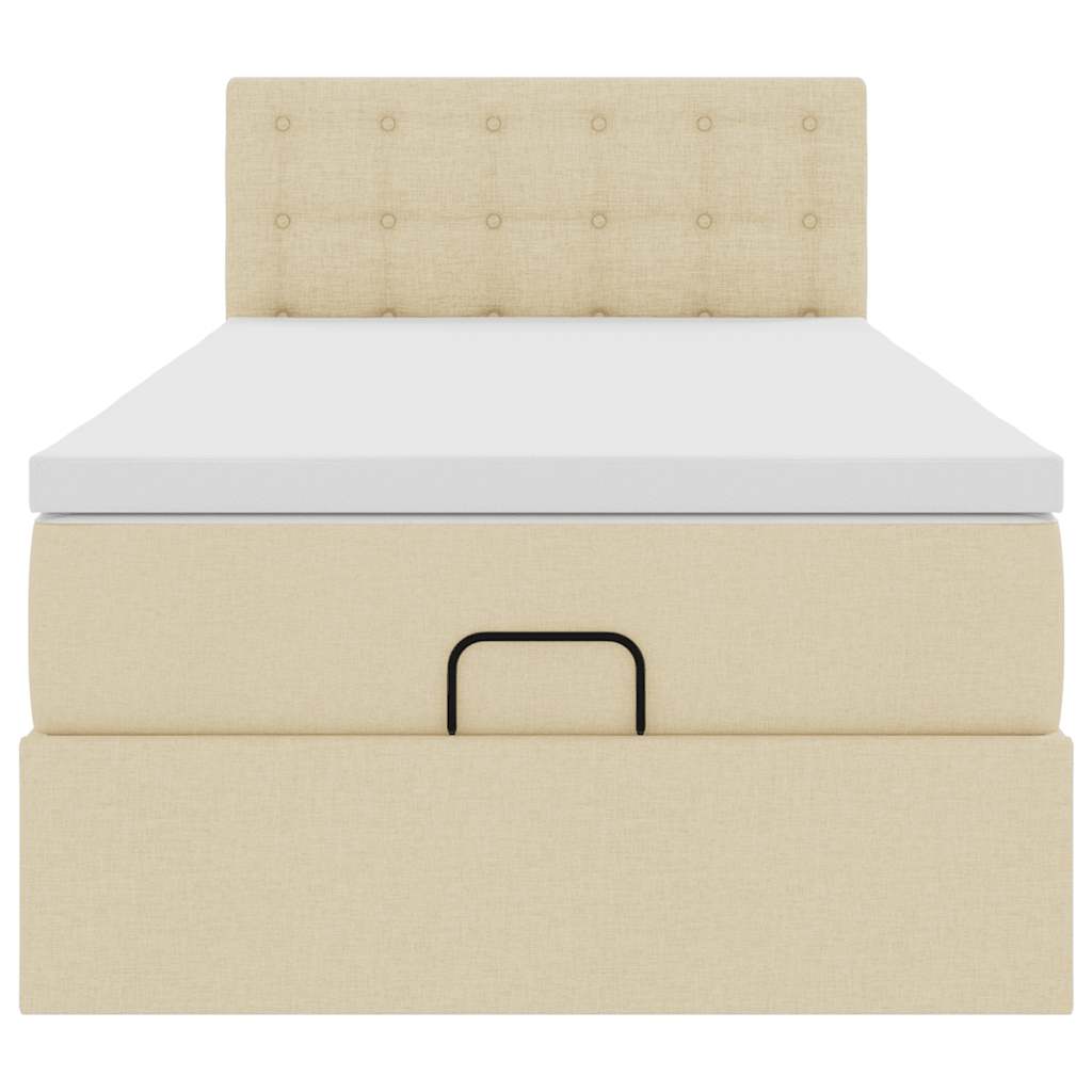 Pouf Letto con Materasso Crema 100x200 cm in Tessuto