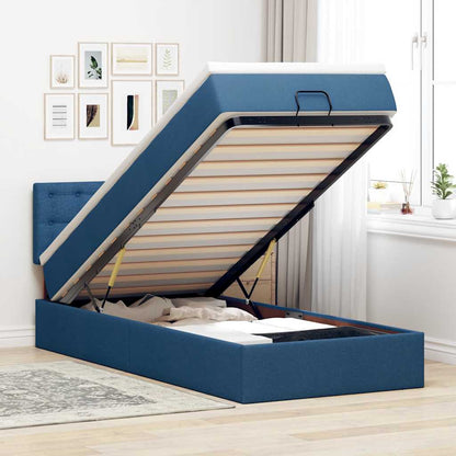 Pouf Letto con Materasso e LED Blu 100x200 cm in Tessuto | homemem39
