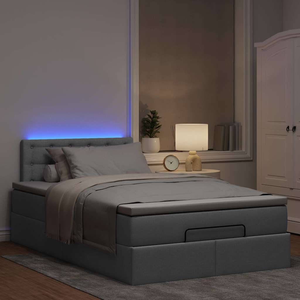 Pouf Letto con Materasso Grigio Chiaro 120x190 cm in Tessuto | homemem39