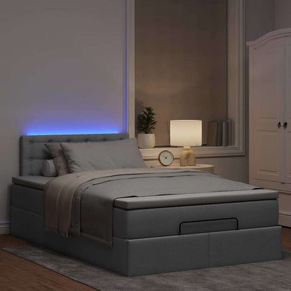 Pouf Letto con Materasso Grigio Chiaro 120x190 cm in Tessuto | homemem39