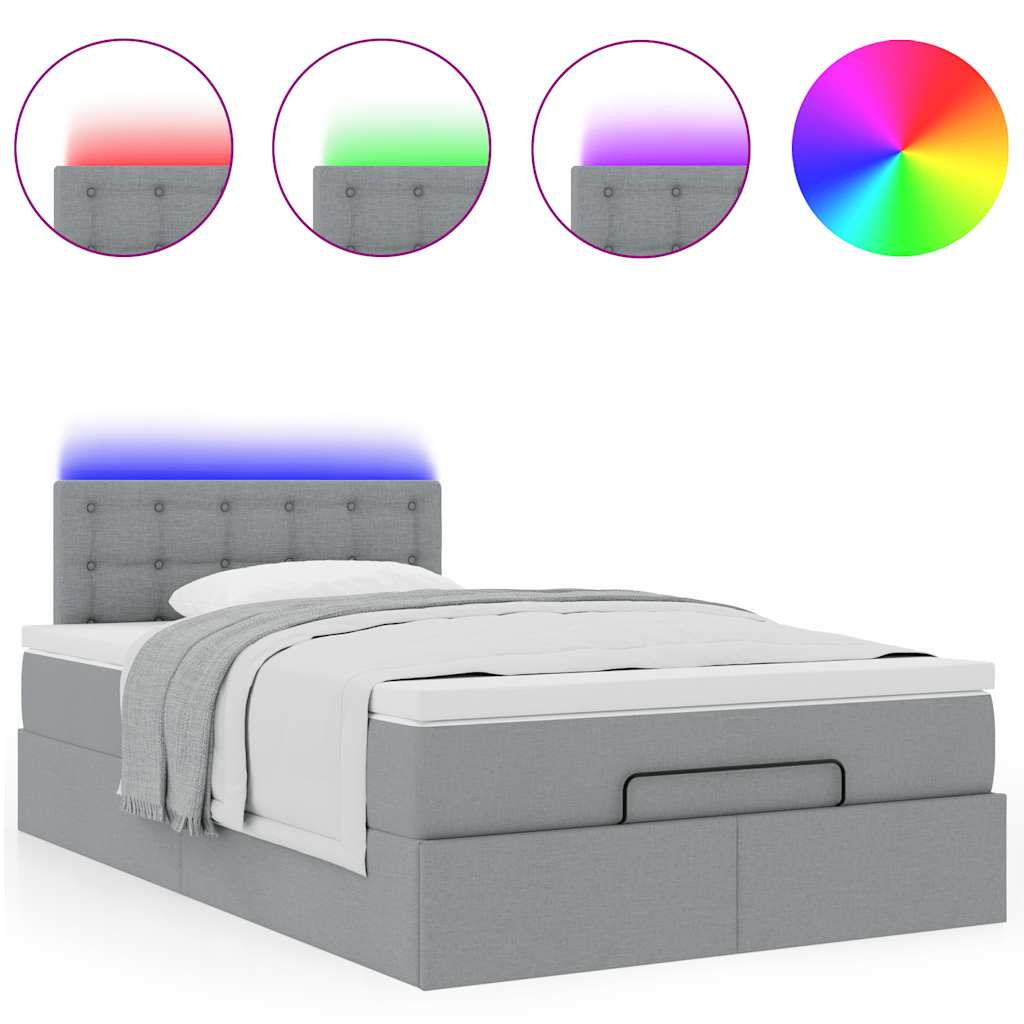 Pouf Letto con Materasso Grigio Chiaro 120x190 cm in Tessuto | homemem39