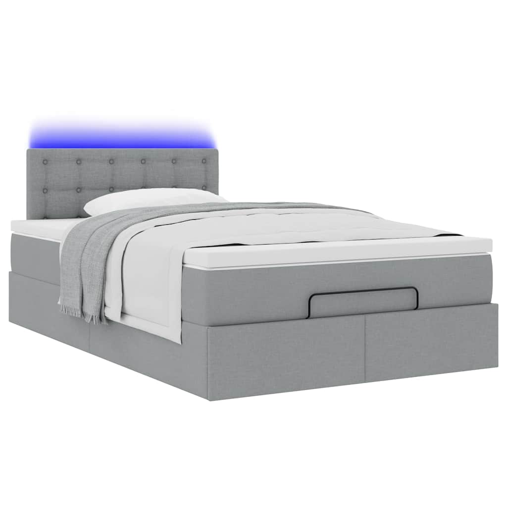 Pouf Letto con Materasso Grigio Chiaro 120x190 cm in Tessuto | homemem39