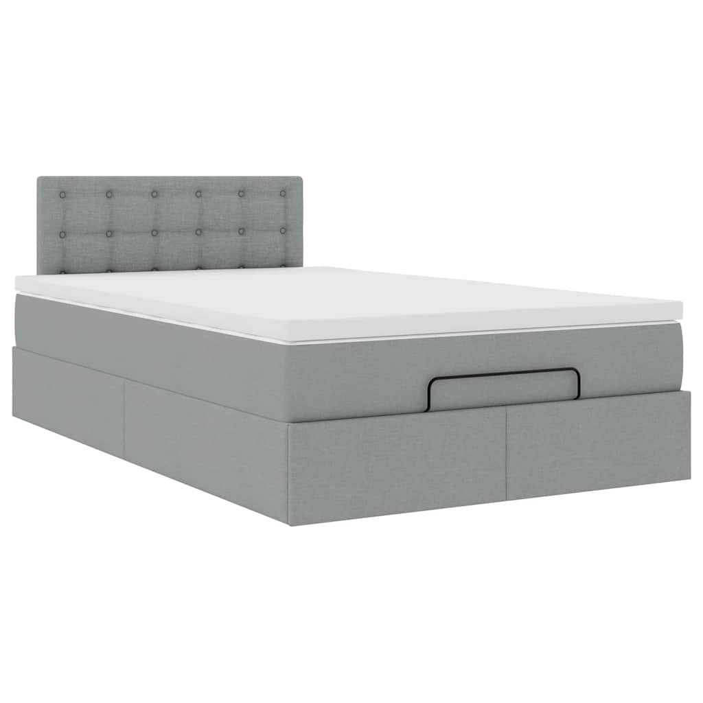 Pouf Letto con Materasso Grigio Chiaro 120x190 cm in Tessuto | homemem39