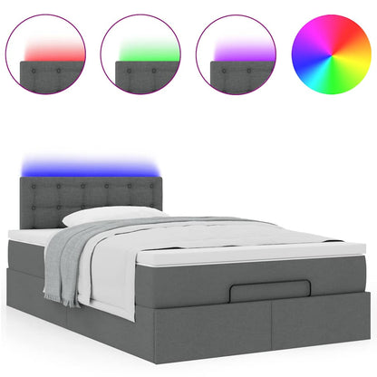Pouf Letto con Materasso e LED Grigio Scuro 120x190 cm Tessuto | homemem39
