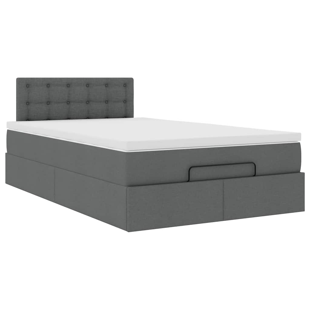 Pouf Letto con Materasso e LED Grigio Scuro 120x190 cm Tessuto | homemem39