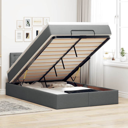 Pouf Letto con Materasso e LED Grigio Scuro 120x190 cm Tessuto | homemem39
