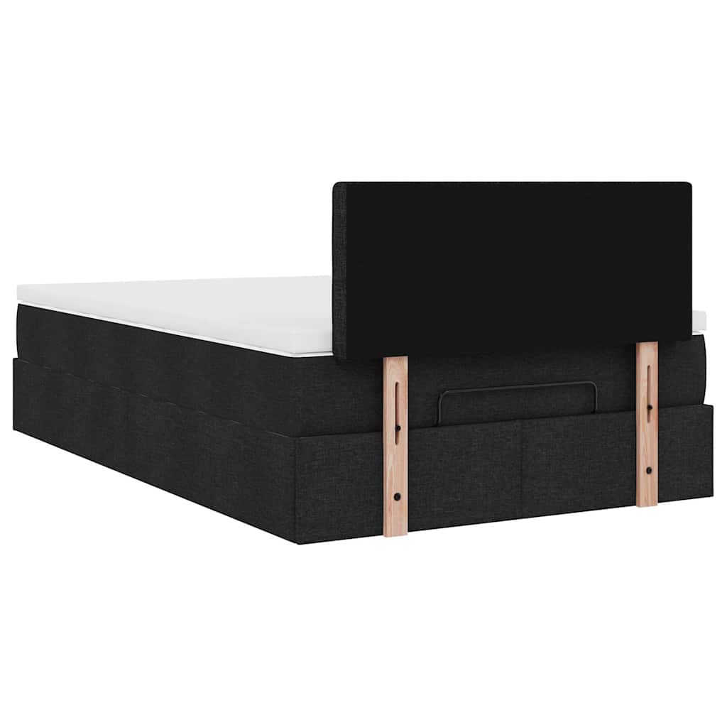 Pouf Letto con Materasso e LED Nero 120x190 cm in Tessuto