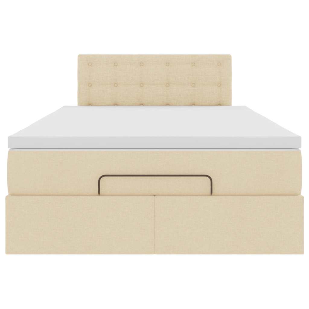 Pouf Letto con Materasso e LED Crema 120x190cm in Tessuto | homemem39