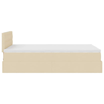 Pouf Letto con Materasso e LED Crema 120x190cm in Tessuto | homemem39