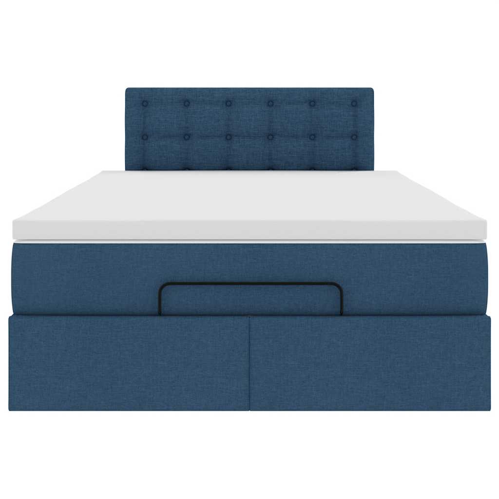 Pouf Letto con Materasso e LED Blu 120x190cm in Tessuto