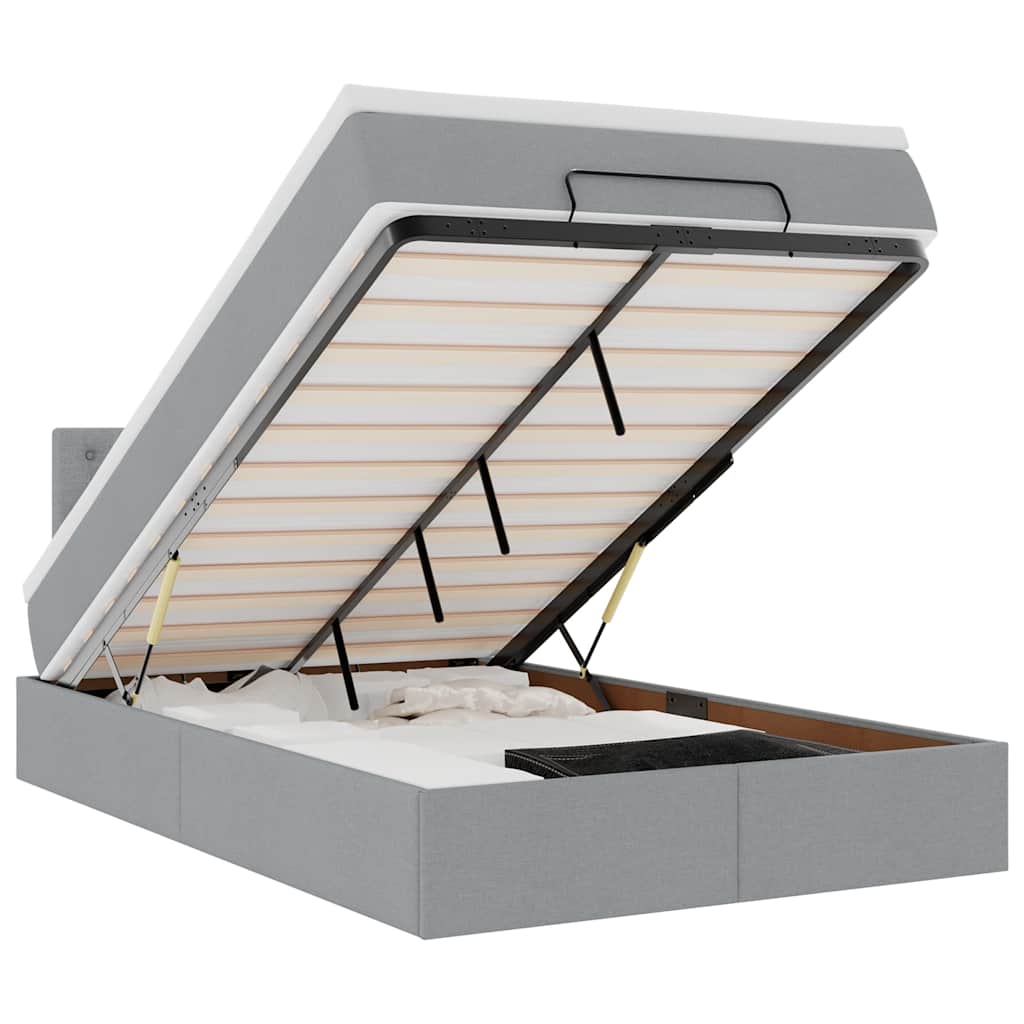 Pouf Letto con Materasso Grigio Chiaro 120x200 cm in Tessuto - homemem39