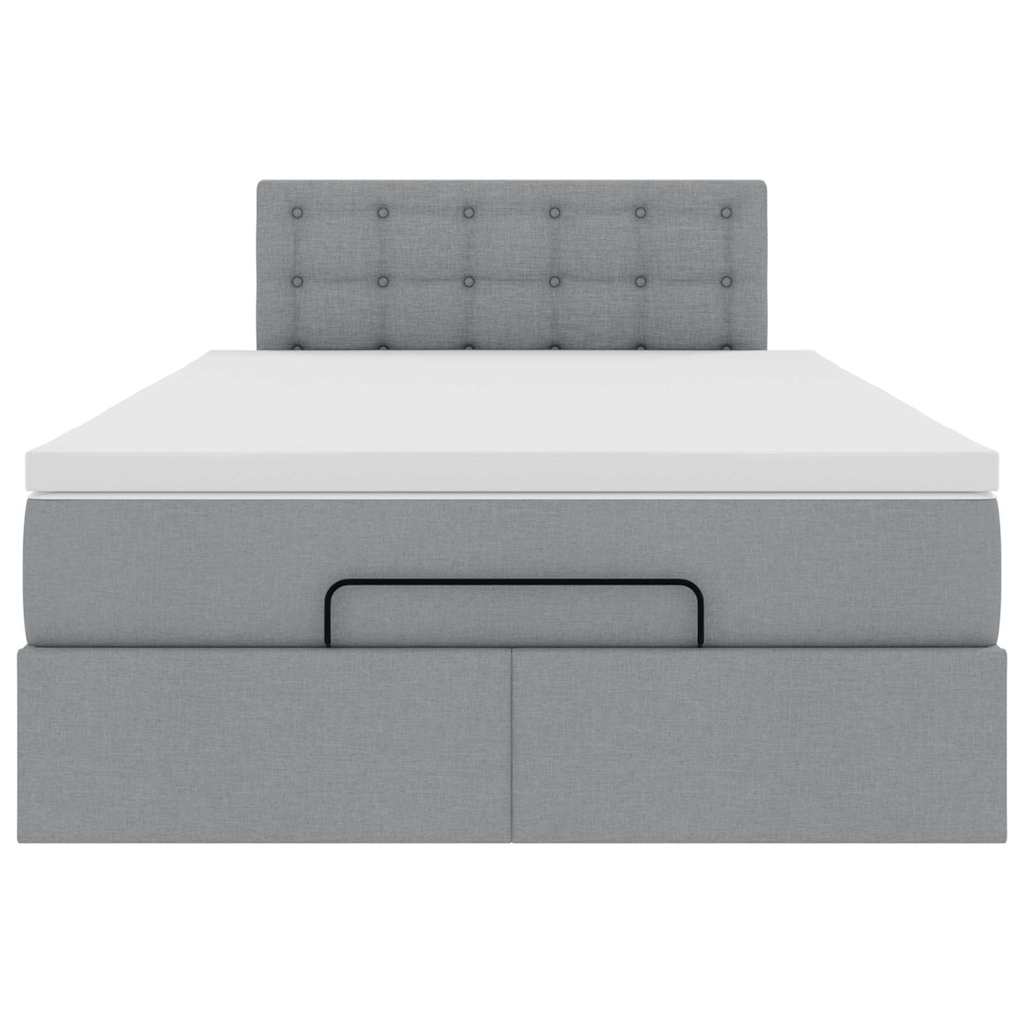 Pouf Letto con Materasso Grigio Chiaro 120x200 cm in Tessuto