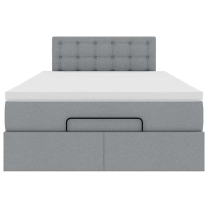 Pouf Letto con Materasso Grigio Chiaro 120x200 cm in Tessuto