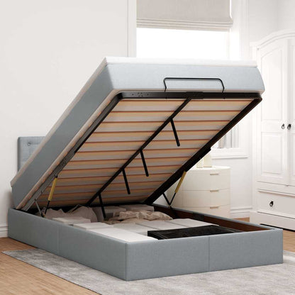 Pouf Letto con Materasso Grigio Chiaro 120x200 cm in Tessuto - homemem39