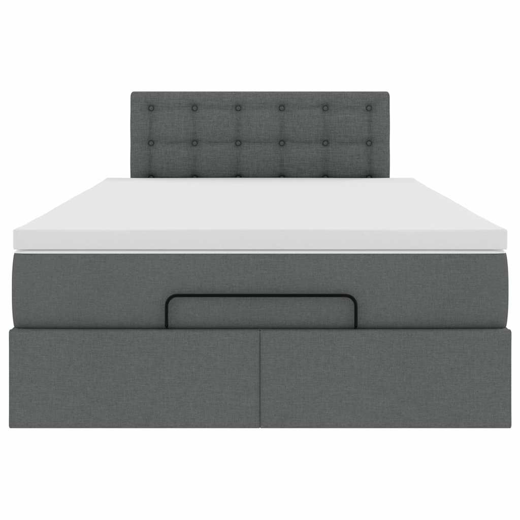 Pouf Letto con Materasso e LED Grigio Scuro 120x200 cm Tessuto